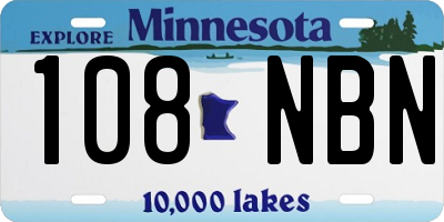MN license plate 108NBN