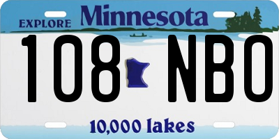 MN license plate 108NBO
