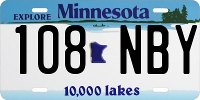 MN license plate 108NBY