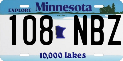 MN license plate 108NBZ