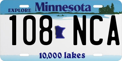 MN license plate 108NCA