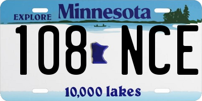 MN license plate 108NCE