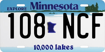 MN license plate 108NCF