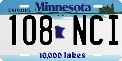 MN license plate 108NCI