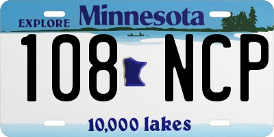 MN license plate 108NCP