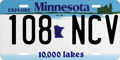 MN license plate 108NCV