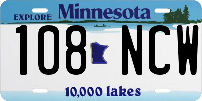MN license plate 108NCW