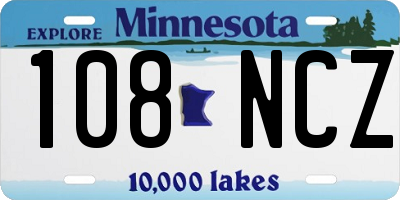 MN license plate 108NCZ