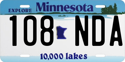 MN license plate 108NDA