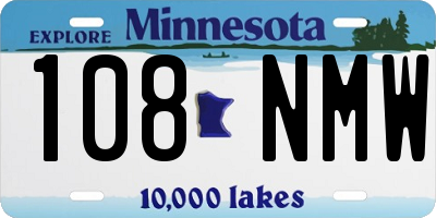 MN license plate 108NMW