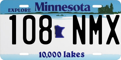 MN license plate 108NMX