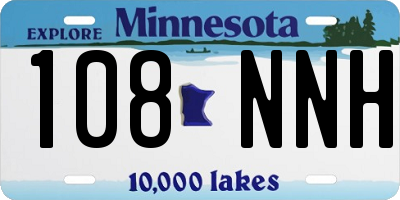 MN license plate 108NNH
