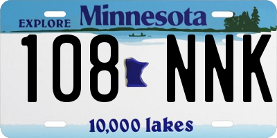MN license plate 108NNK