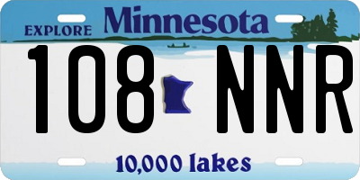 MN license plate 108NNR