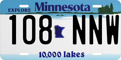 MN license plate 108NNW