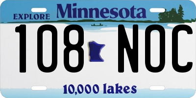 MN license plate 108NOC