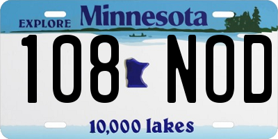 MN license plate 108NOD