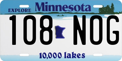 MN license plate 108NOG