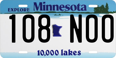 MN license plate 108NOO