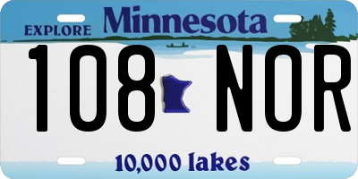 MN license plate 108NOR