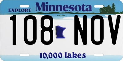 MN license plate 108NOV