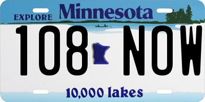 MN license plate 108NOW