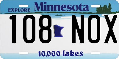 MN license plate 108NOX