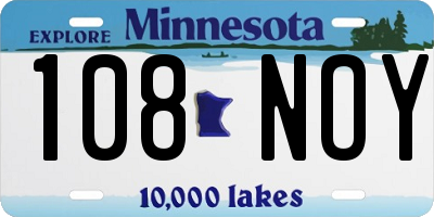 MN license plate 108NOY