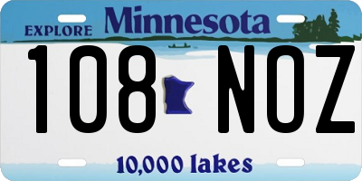MN license plate 108NOZ