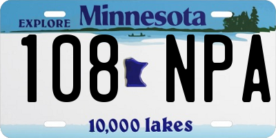 MN license plate 108NPA