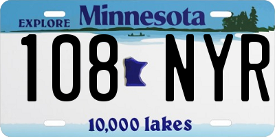 MN license plate 108NYR