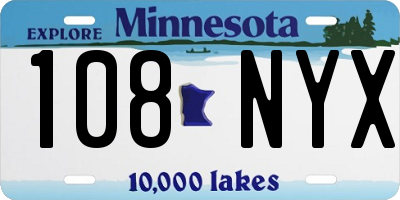 MN license plate 108NYX