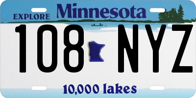 MN license plate 108NYZ