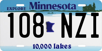 MN license plate 108NZI