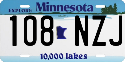 MN license plate 108NZJ