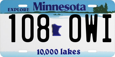 MN license plate 108OWI