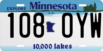 MN license plate 108OYW