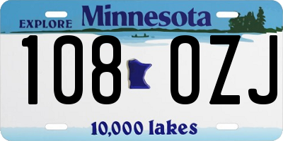MN license plate 108OZJ