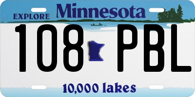 MN license plate 108PBL