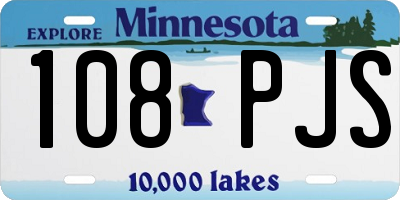 MN license plate 108PJS