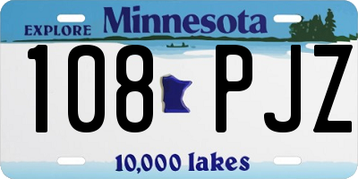 MN license plate 108PJZ