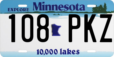 MN license plate 108PKZ
