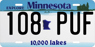 MN license plate 108PUF
