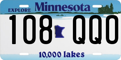 MN license plate 108QQO