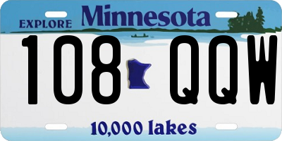 MN license plate 108QQW