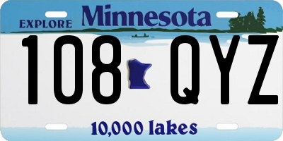 MN license plate 108QYZ