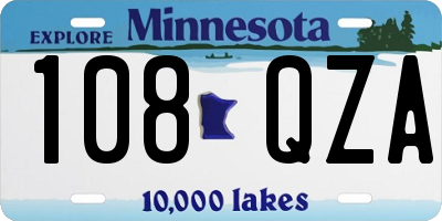 MN license plate 108QZA