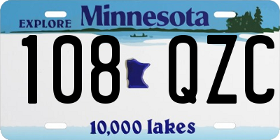 MN license plate 108QZC