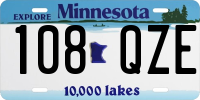 MN license plate 108QZE