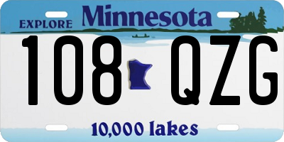 MN license plate 108QZG